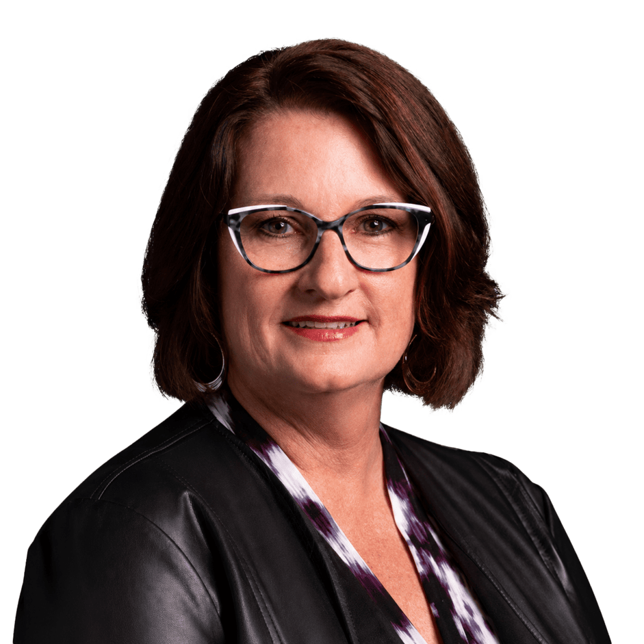 Professional woman with glasses and brown hair smiling, representing Office Evolution franchising opportunities.